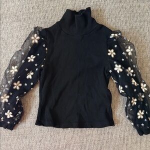 Kids Sweater with Floral Embroidered Sleeves
